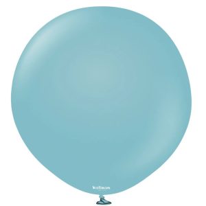 60cm Retro Blue Glass Kalisan Plain Latex Balloons #12480046 - Pack of 2     Kalisan Balloons are manufactured in Türkiye and are know for being premium quality, durable natural latex balloons. Please note balloon colours may vary slightly from how they appear on the screen.