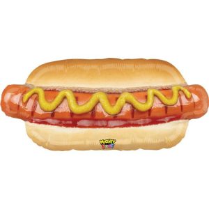 81cm Shape Mighty Hot Dog Foil Shape #2535723WEP - Each (pkgd.) Self Sealing Foil Balloon