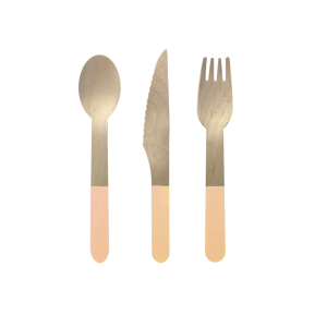 Paper Party Wooden Cutlery Set Peach #6017PHP - 30pk(Pkgd.)