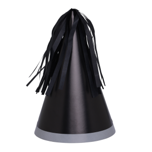Paper Party Party Hat with Tassel Topper Black #6150BKP - 10pk(Pkgd.)