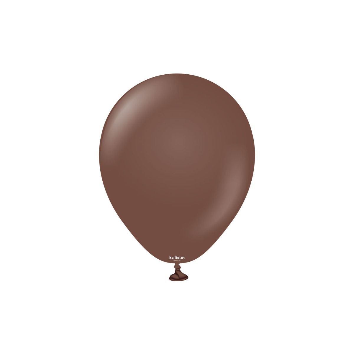 12cm Standard Chocolate Brown Kalisan Plain Latex Balloons #10523451 - Pack of 100 Kalisan Balloons are manufactured in Türkiye and are know for being premium quality, durable natural latex balloons. Please note balloon colours may vary slightly from how they appear on the screen.