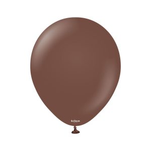30cm Standard Chocolate Brown Kalisan Plain Latex Balloons #11223451 - Pack of 100     Kalisan Balloons are manufactured in Türkiye and are know for being premium quality, durable natural latex balloons. Please note balloon colours may vary slightly from how they appear on the screen.