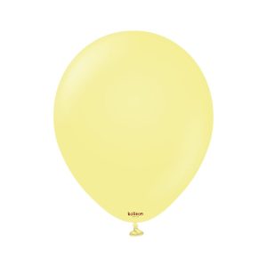 30cm Macaron Yellow Kalisan Plain Latex Balloons #11230051 - Pack of 100     Kalisan Balloons are manufactured in Türkiye and are know for being premium quality, durable natural latex balloons. Please note balloon colours may vary slightly from how they appear on the screen.