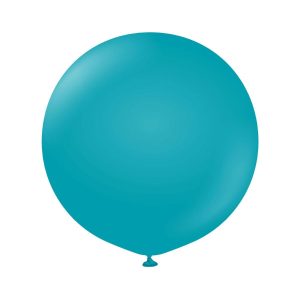 60cm Standard Turquoise Kalisan Plain Latex Balloons #12423186 - Pack of 2     Kalisan Balloons are manufactured in Türkiye and are know for being premium quality, durable natural latex balloons. Please note balloon colours may vary slightly from how they appear on the screen.