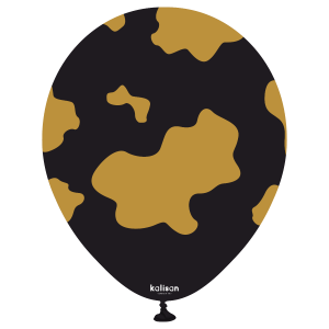 30cm Round Black Country Cow with Gold Print Kalisan Latex Balloons #21259553 - Pack of 25