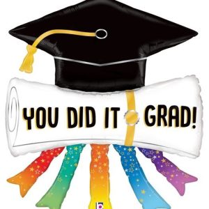 88cm Shape You Did It Grad Diploma Foil Balloon #2525100P - Each  (Pkgd)
