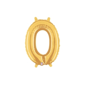 36cm Number 0 (Zero) Gold Foil Balloon - Air Fill ONLY #2534840GP - Each (Pkgd.) Easy self seal, Air inflation only (Straw included) and Tabs for easy hanging.