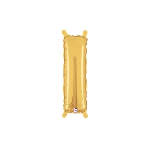 36cm Letter I Gold Foil Balloon - Air Fill ONLY #2534909IGP - Each (Pkgd.) Easy self seal, Air inflation only (Straw included) and Tabs for easy hanging.