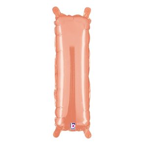 36cm Letter I Rose Gold Foil Balloon - Air Fill ONLY #2534909IRGP - Each (Pkgd.) Easy self seal, Air inflation only (Straw included) and Tabs for easy hanging.