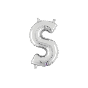 36cm Letter S Silver Foil Balloon - Air Fill ONLY #2534919SSP - Each (Pkgd.) Easy self seal, Air inflation only (Straw included) and Tabs for easy hanging.