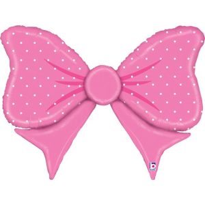 85cm Shape Pink Bow Foil Shape #2535875P - Each (pkgd.) Self Sealing Foil Balloon