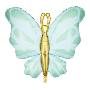 69cm Shape Butterfly Mint Foil Balloon #25PDFB248103 - Each (Pkgd.)  Self Sealing - Inflate with Helium or Air. Straw included. Features 2 hooks for easy decoration mounting. Uninflated Measurements: 101 x 83 cm (39.8 x 32.7'') Inflated Measurements: 69 x 69 cm (27.2 x 27.2'')