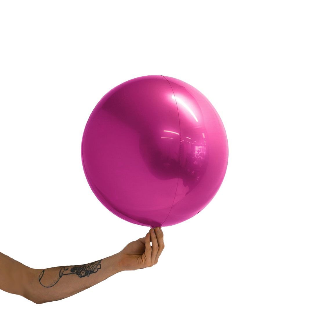 Loon Balls Metallic Hot Pink 35cm Balloons #288727 - Each (Pkgd) Perfectly round foil sphere - 14" size - Helium Or Air Inflate. Recommended to start inflation with a hand pump then move to a latex or bubble regulator and finish inflation with the hand pump until all creases fully disappear. Please be aware when inflating: Do NOT put nozzle too far into the balloon, if inserted too far or inflated too fast or with too much pressure the valve will damage and leak.
