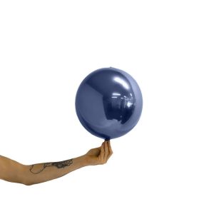 Loon Balls Metallic Navy Blue 25cm Balloons # 289023 - Each (Pkgd) Perfectly round foil sphere - 10" size - Helium Or Air Inflate. Recommended to start inflation with a hand pump then move to a latex or bubble regulator and finish inflation with the hand pump until all creases fully disappear. Please be aware when inflating: Do NOT put nozzle too far into the balloon, if inserted too far or inflated too fast or with too much pressure the valve will damage and leak.