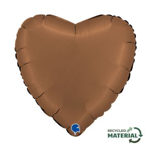 45cm Heart Satin Chocolate Plain Foil Balloon #30180000SCTP - Each (Pkgd.) Foil Balloon, Self-Sealing Valve