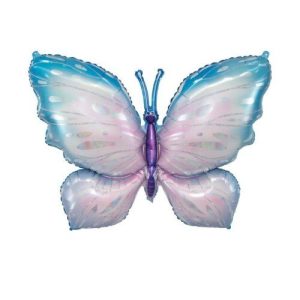 74cm Shape Butterfly Blue Foil Balloon #30214111 - Each (Pkgd.) Self Sealing - Inflate with Helium or Air.