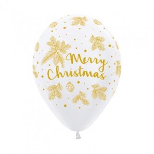 30cm Round Gold Christmas Fashion White Sempertex Latex #3022239525 - Pack of 25