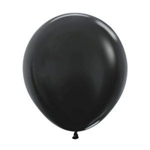 46cm Round Metallic Black Sempertex Plain Latex #30222582 - Pack of 25
