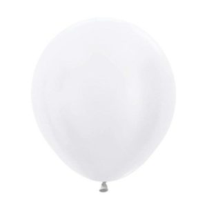 46cm Round Satin pearl White Sempertex Plain Latex #30222583 - Pack of 25