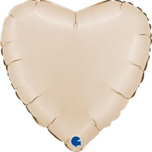 45cm Heart Satin Cream Plain Foil Balloon #30G180000SCRP - Each (Pkgd.) Foil Balloon, Self-Sealing Valve
