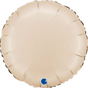 46cm Round Satin Cream Plain Foil Balloon #30G181000SCRP - Each (Pkgd.) Foil Balloon, Self-Sealing Valve