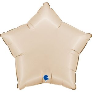 46cm Star Satin Cream Plain Foil Balloon #30G192000SCRP - Each (Pkgd.) Foil Balloon, Self-Sealing Valve