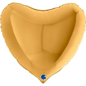 90cm Heart Gold Plain Foil Balloon #30G36002G - Each (Unpkgd.)