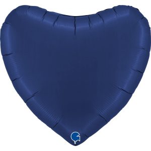 90cm Heart Satin Navy Blue Plain Foil Balloon #30G360S02BN - Each (Unpkgd.)