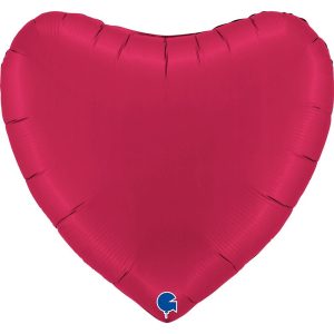 90cm Heart Satin Cherry Plain Foil Balloon #30G360S03CY - Each (Unpkgd.)
