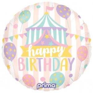 45cm Round Birthday Pastel Circus Foil Balloon #30P620335 - Each (Pkgd.)