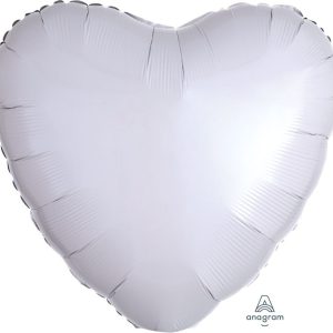 45cm Heart Metallic White Plain Foil #4010595 - Each (pkgd.)