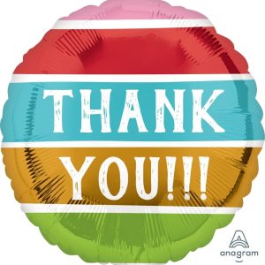 45cm Thank You Striped Colours Foil Balloon #4035648 - Each (Pkgd) Self Sealing Foil Balloon