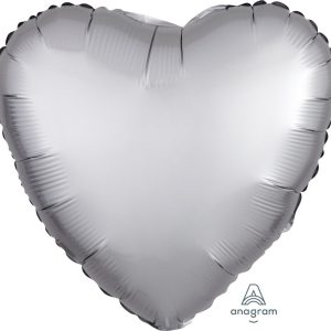 45cm Heart Satin Luxe Platinum Plain Foil #4036806 - Each (pkgd.)