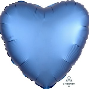 45cm Heart Satin Luxe Azure Blue Plain Foil #4036809 - Each (pkgd.)