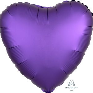 45cm Heart Satin Luxe Purple Royale Plain Foil #4036818 - Each (pkgd.)