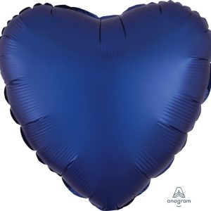 45cm Heart Satin Luxe Navy Plain Foil #4039961 - Each (pkgd.)