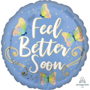 45cm Round Feel Better Soon Butterflies Foil Balloon #4041689 - Each (Pkgd.) Self Sealing Foil Balloon