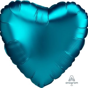 45cm Heart Satin Luxe Aqua Plain Foil #4041883 - Each (pkgd.)