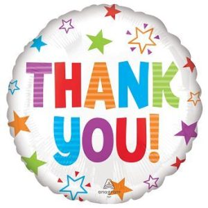 45cm Thank You Colourful Stars Foil Balloon #4043008 - Each (Pkgd) Self Sealing Foil Balloon