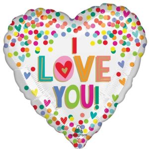 45cm I Love You Rainbow Dots Heart Foil Balloon #4045112 - Each (Pkgd.) Self Sealing Foil Balloon