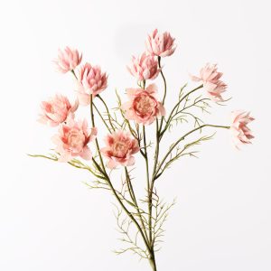 Blushing Bride Spray Dusty Pink 72cml  Add soft elegance to any arrangement with our Dusty Pink Blushing Bride Spray. This artificial stem captures the delicate charm of the Blushing Bride flower, featuring creamy petals with subtle blush tones and finely textured foliage.