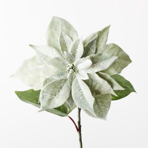 Christmas Poinsettia Stem Velvet Sage 71cml #FI9852SG - Each Presenting our Sage Velvet Poinsettia for a truly enchanting Christmas. Crafted with luxurious velvet petals and adorned with glitter finishes, each bloom embodies festive elegance, adding a touch of holiday magic to your decor.