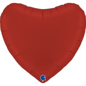 90cm Heart Satin Rubin Red Plain Foil #G360S05RR - Each (Unpkgd.)