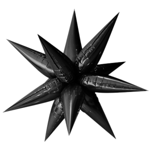 100cm Starburst Black Foil Balloon Air Fill ONLY #H0602 - Each (Pkgd.) Air inflation only.