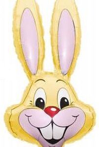 Shape Easter Bunny Head Pastel Yellow 89cm Foil Balloon #JTBHPY - Each (UnPkgd.)