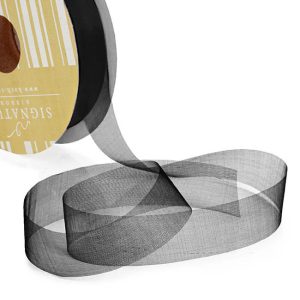 Ribbon Organza Black Cut Edge 25mm x 100m #KC210025100BK - Each This cut edge organza ribbon is a great value option for hamper baskets and flower bouquets. Create a soft and subtle look when used.