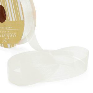 Ribbon Organza Cream Cut Edge 25mm x 100m #KC210025100CR - Each This cut edge organza ribbon is a great value option for hamper baskets and flower bouquets. Create a soft and subtle look when used.