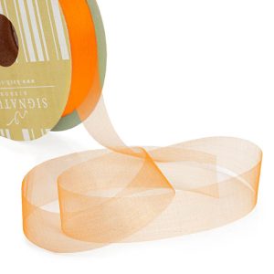 Ribbon Organza Orange Cut Edge 25mm x 100m #KC210025100OR - Each This cut edge organza ribbon is a great value option for hamper baskets and flower bouquets. Create a soft and subtle look when used.