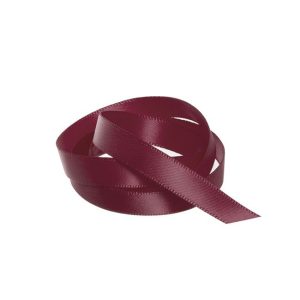 Ribbon Satin Burgundy Deluxe Double Faced 10mm x 25m #KC211025BU - Each This 10mm wide double face satin ribbon in Burgundy has a smooth, silky and shiny surface on both sides, and it is made from a high-quality polyester material giving it a luxurious appearance. The ribbon is durable and can withstand wear and tear without fraying easily. Perfect for gift wrapping and packaging to add a touch of elegance and sophistication to presents and gift boxes, it can be used in fashion design to embellish garments, as a trim on dresses or hats, or as a decorative element on shoes or handbags as well being used in floral arrangements, wedding decorations, and other event decor to add a pop of color and texture to the design.
