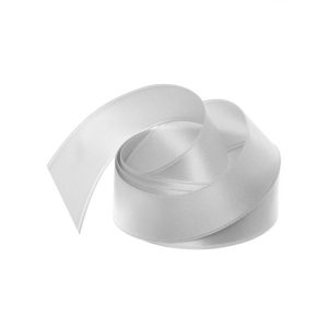 Ribbon Satin Silver Deluxe Double Faced 25mm x 25m #KC212525BS - Each  Use this ribbon for special bouquets for weddings and events or floral bouquet creations in general. Create a luxurious and rich look with this glossy and reversible double face satin ribbon made from high-quality polyester material. The ribbon is durable and can withstand wear and tear without fraying easily. Not only perfect for floral bouqets but also for gift wrapping and packaging to add a touch of elegance and sophistication to presents and gift boxes, it can be used in fashion design to embellish garments or hats or as a sash, as well being used for wedding decorations, and other event decor to add a pop of color and texture to the design.